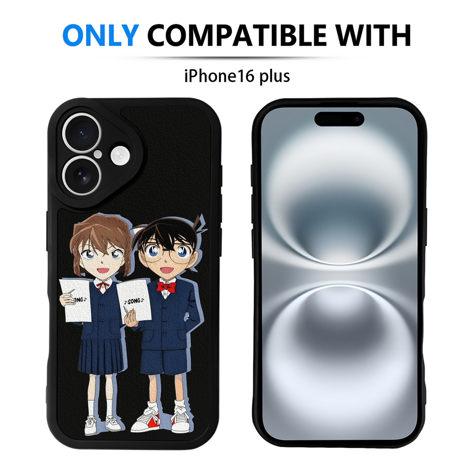 （画像用） 名探偵コナン 灰原 哀 はいばら あい Detective Conan Anita Hailey、Vi Graythorn Haibara Ai 【iPhone 16シリーズ対応】シリコンスマホケース（レザー調） 材質：シリコン